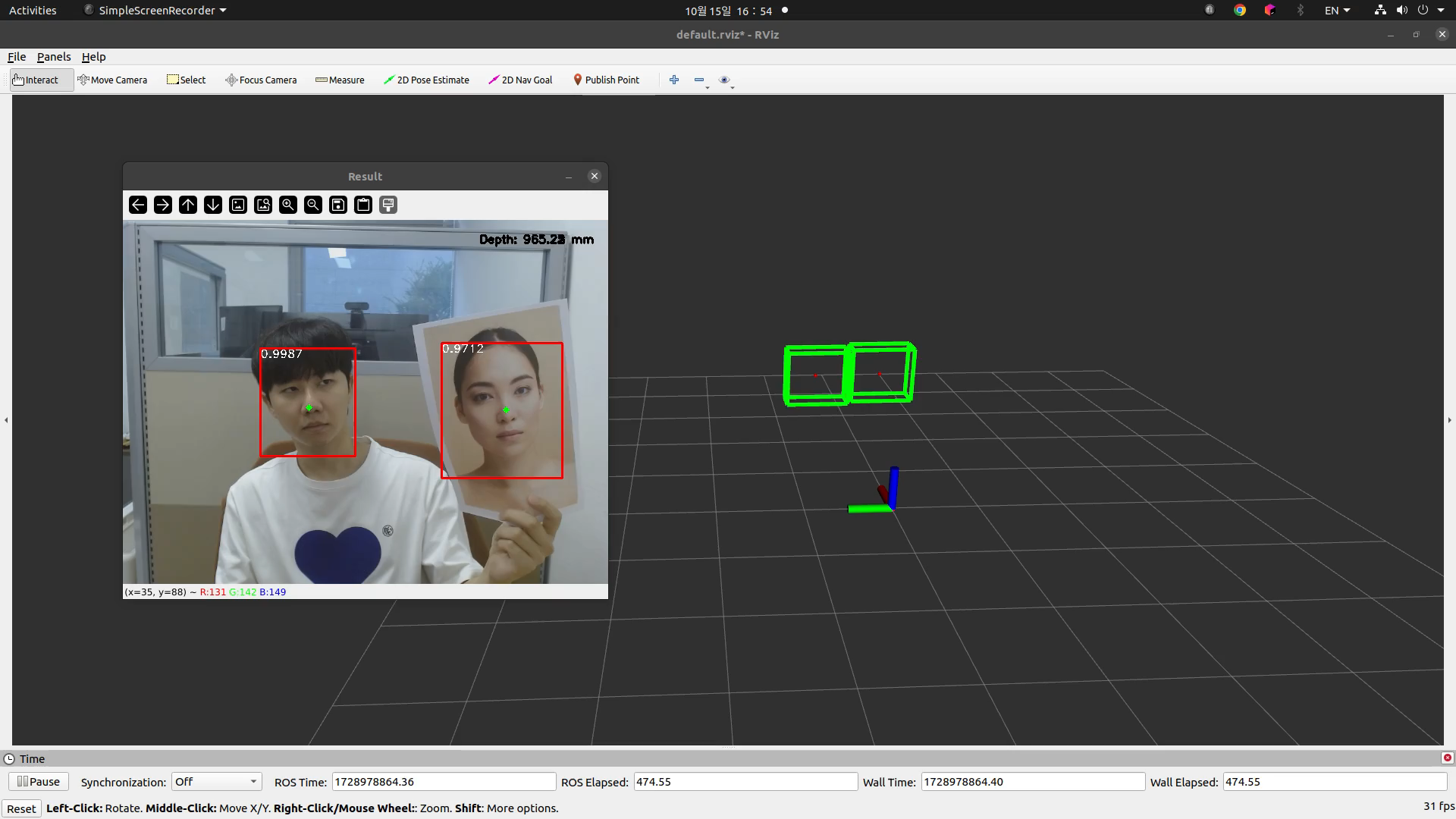 RGB-D 카메라 기반 운전자 얼굴 인식 및 3D 공간 위치 추적